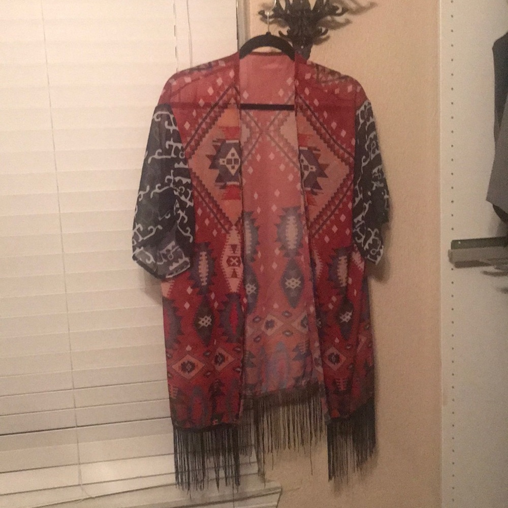 Western print kimono